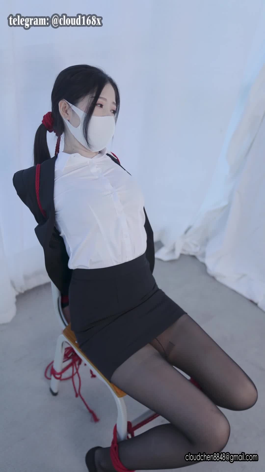 【Lamu原创】 危险的面试1 黑丝OL 制服捆绑 海老缚