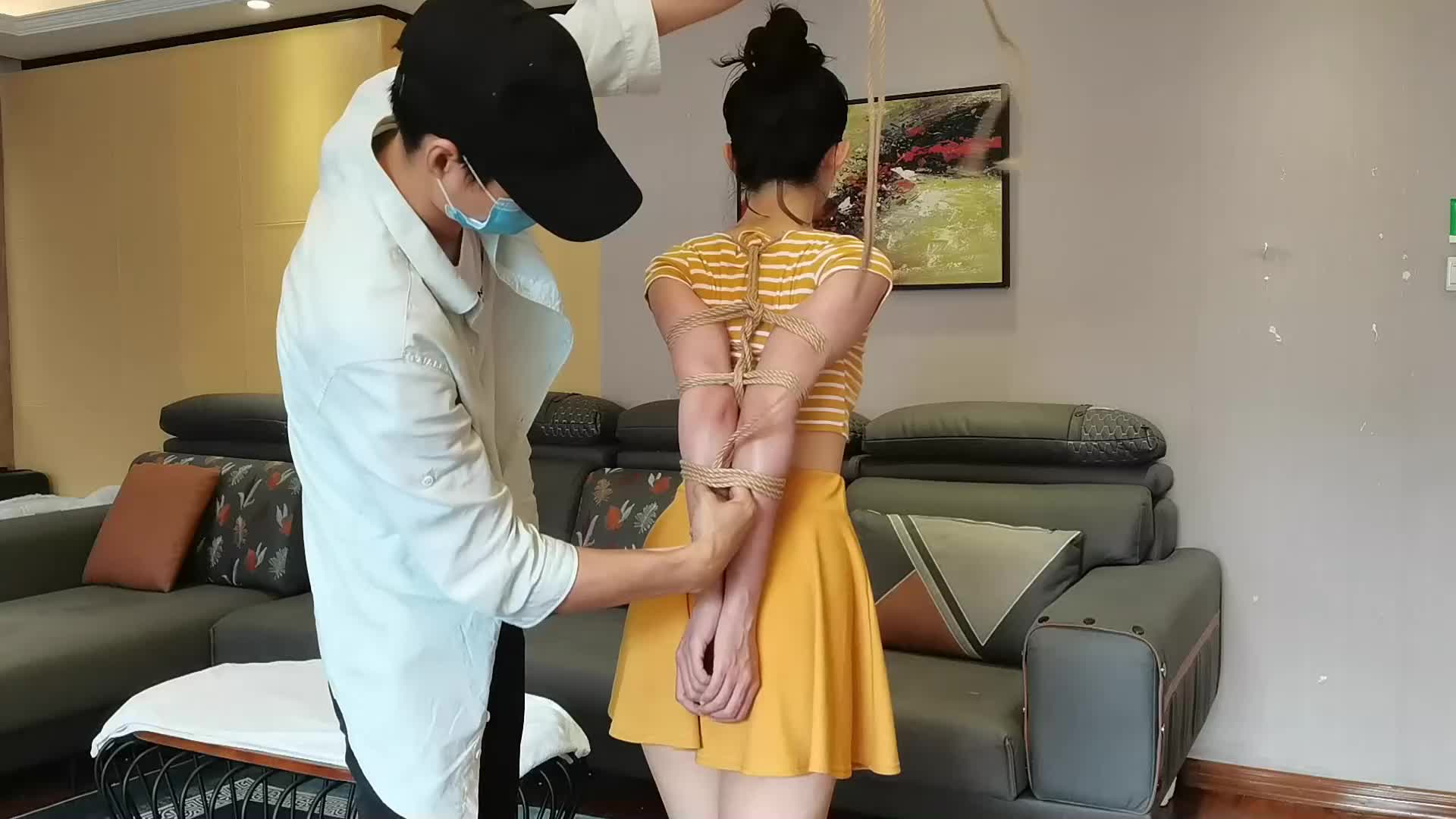 【一绳所爱】 布点儿极限直臂驷马紧缚放置