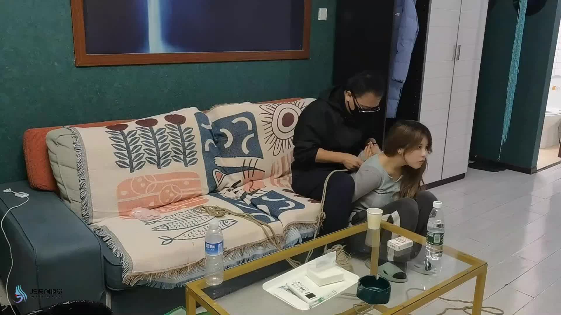 【JS原创】 后手观音束缚口球堵嘴蒙眼