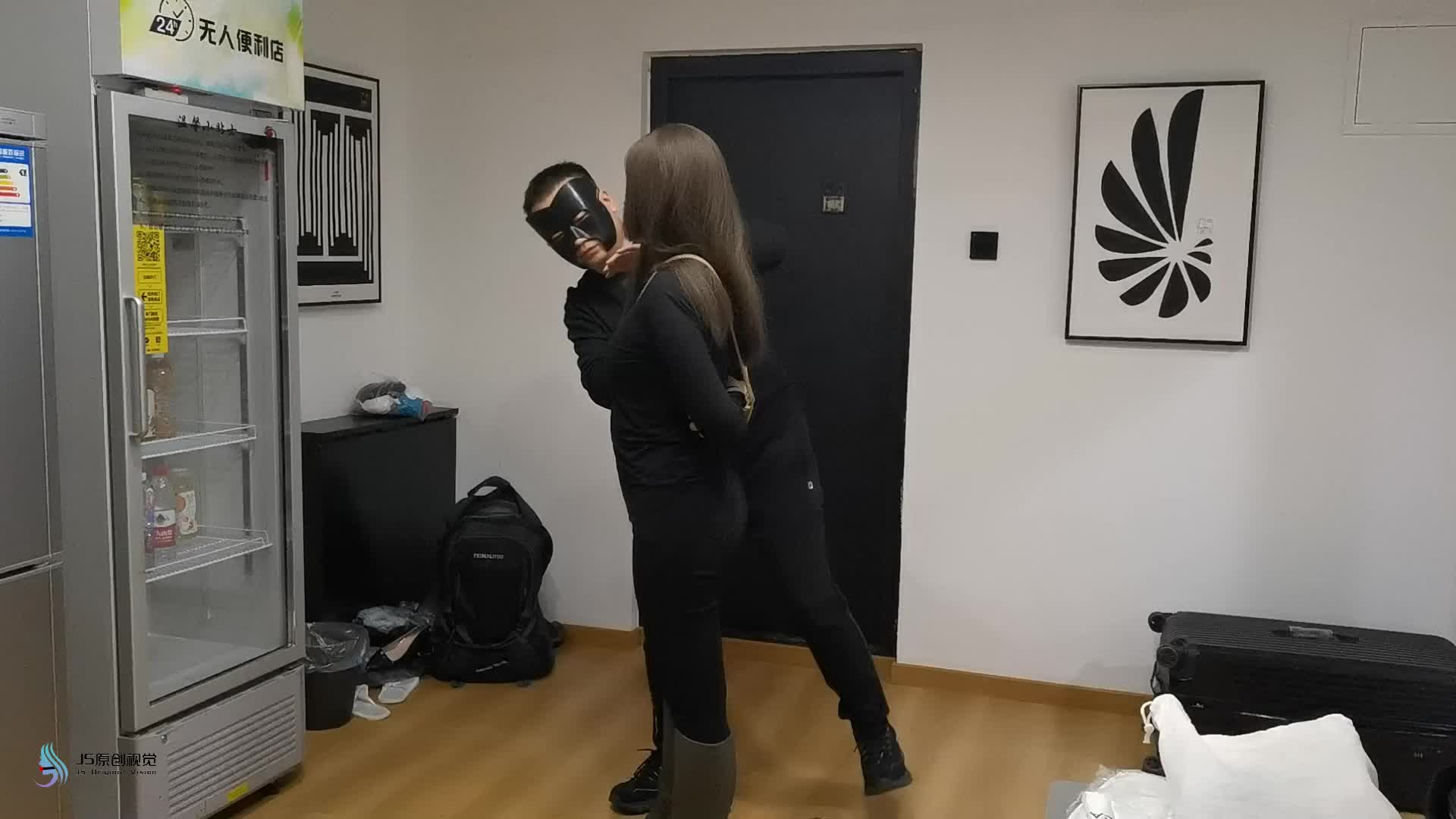 【JS原创】 艾菲女努训练游戏黑衣长靴紧缚口球