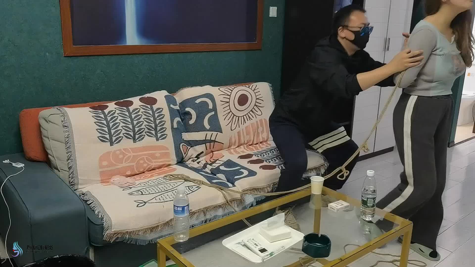 【JS原创】 后手观音束缚口球堵嘴蒙眼