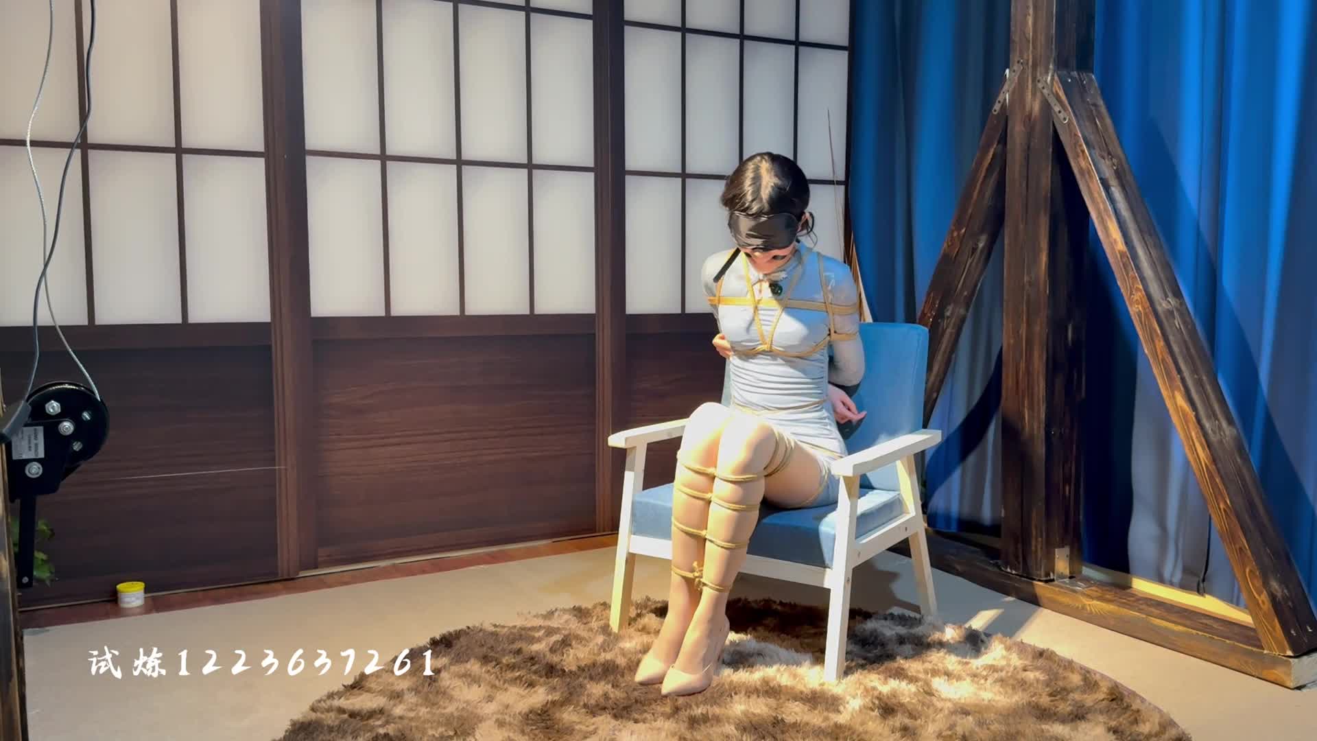 【试炼原创】 腿精小缘首绑蓝色旗袍超薄肉丝