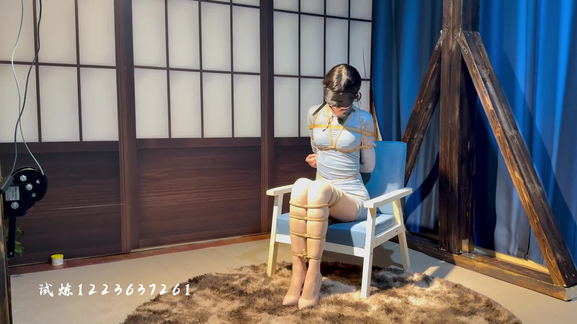 【试炼原创】 腿精小缘首绑蓝色旗袍超薄肉丝